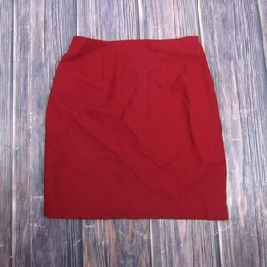 Barami Skirt Womens 6 Red Wool Pencil Knee Length Lined Made In USA Work Office